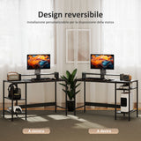 easycomfort easycomfort scrivania pc con supporto per monitor e 2 ripiani regolabili in legno e acciaio 120x48x85 5 cm nero