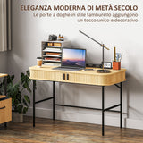 easycomfort easycomfort scrivania per camera e ufficio con ante scanalate legno e acciaio 120x60x76 5cm rovere e nero