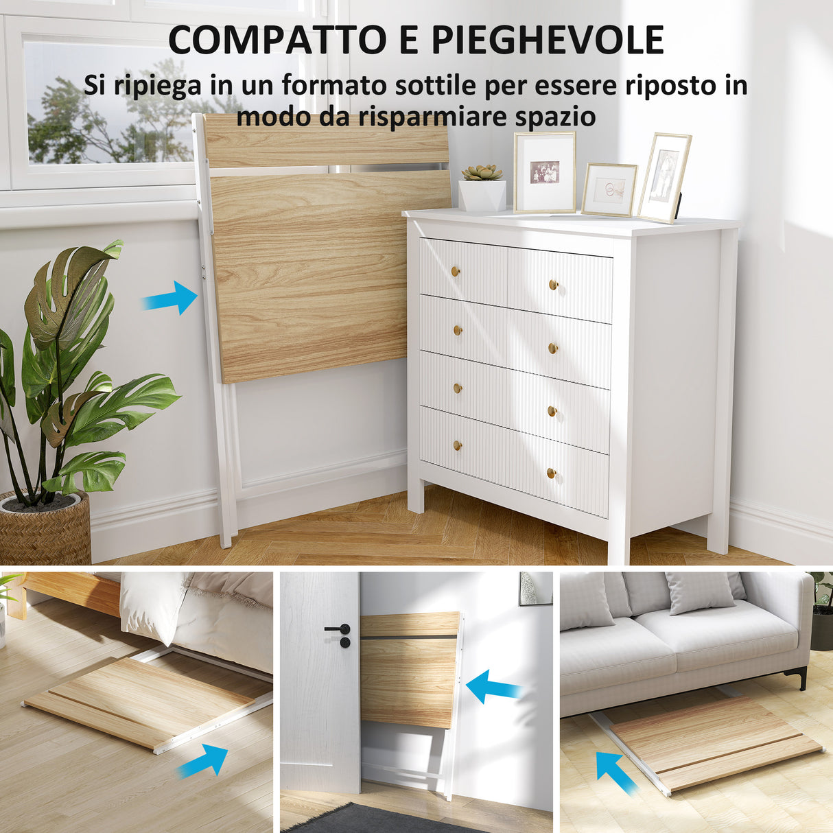 easycomfort easycomfort scrivania pieghevole con ripiano per monitor 81 5x62x86 5 cm legno e bianco