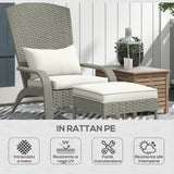 easycomfort easycomfort sedia da giardino con poggiapiedi e cuscini imbottiti in rattan e acciaio 64x82x89 cm grigio e crema