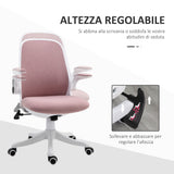 easycomfort easycomfort sedia da ufficio ergonomica ad altezza regolabile in tessuto effetto velluto 62 5x60x94 104 cm bianco e rosa