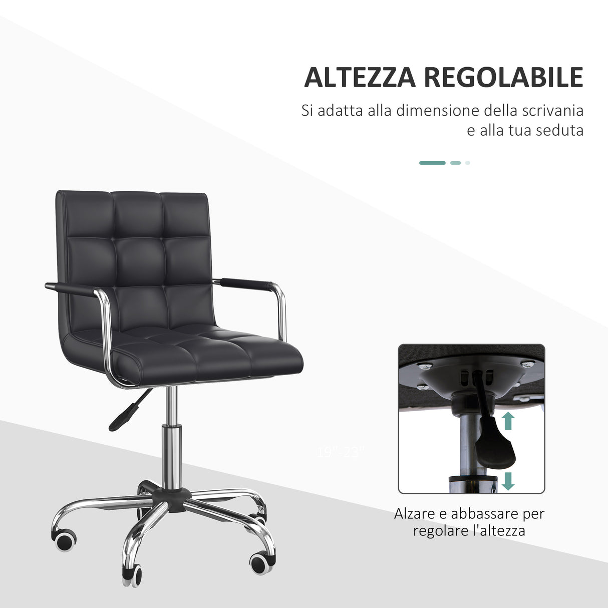 easycomfort easycomfort sedia da ufficio ergonomica in pelle pu nero sedia da studio con 5 ruote girevoli imbottitura e altezza regolabile 52 5x54x84 99cm ean 8054144135267