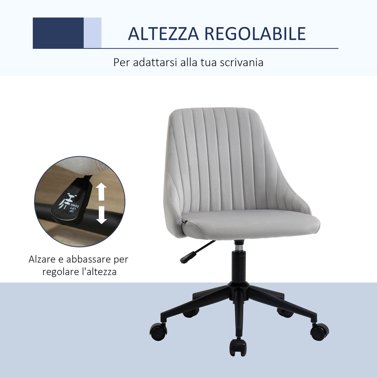 immagine-4-easycomfort-easycomfort-sedia-da-ufficio-in-velluto-grigio-con-altezza-regolabile-sedia-ergonomica-girevole-a-360-e-ruote-50x58x77-87cm