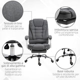 easycomfort easycomfort sedia da ufficio reclinabile con poggiapiedi retrattile e schienale alto in tessuto grigio
