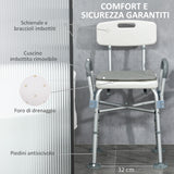 easycomfort easycomfort sedia doccia ad altezza regolabile con braccioli e cuscino rimovibile 53 5x52x80 90 cm bianca