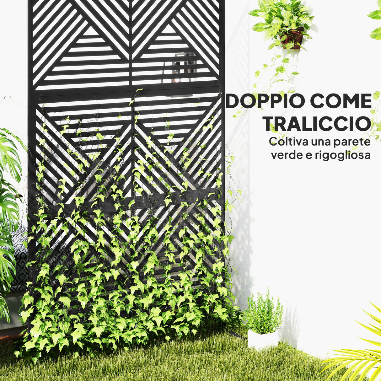 easycomfort easycomfort separe divisorio da esterno decorativo e traliccio per rampicanti 122x45x198 cm nero