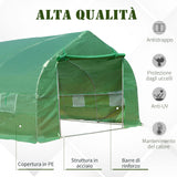 easycomfort easycomfort serra da giardino a tunnel 8x3x2m in pe e acciaio con porta avvolgibile e finestre verde