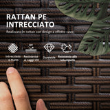 easycomfort easycomfort set 2 lettini prendisole con cuscini imbottiti e tavolino in rattan pe marrone e beige