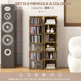 easycomfort easycomfort set 2 librerie scaffale porta cd a 6 ripiani ad altezza regolabile in legno 21x19 2x88 3 cm marrone