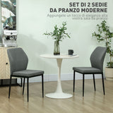 easycomfort easycomfort set 2 sedie da pranzo imbottite in velluto con schienale ergonomico senza braccioli grigio