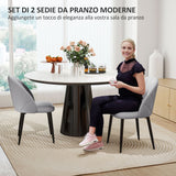 easycomfort easycomfort set 2 sedie da pranzo in pelle pu con gambe in metallo e schienale a conchiglia grigio chiaro