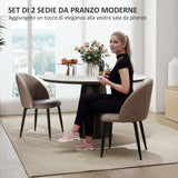 easycomfort easycomfort set 2 sedie da pranzo in pelle pu con gambe in metallo e schienale a conchiglia marrone