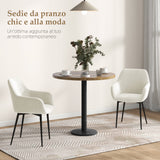 easycomfort easycomfort set 2 sedie da pranzo nordiche imbottite con braccioli ricurvi in tessuto effetto velluto 54x57x80 cm crema
