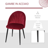 easycomfort easycomfort set 2 sedie sala da pranzo imbottite con design nordico ed ergonomico sedie da cucina e soggiorno in metallo e velluto rosso scuro 52x54x79 cm ean 8055776911472