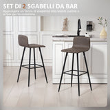 easycomfort easycomfort set 2 sgabelli bar con schienale basso e poggiapiedi rivestimento in pu e gambe in acciaio marrone scuro