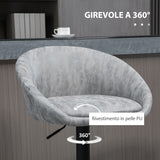 easycomfort easycomfort set 2 sgabelli da bar con altezza regolabile rivestimento finta pelle e schienale grigio chiaro