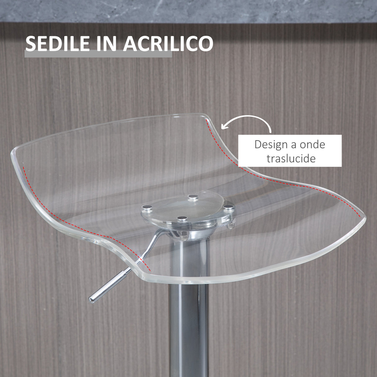 easycomfort easycomfort set 2 sgabelli da bar con altezza regolabile seduta girevole e poggiapiedi metallo e acrilico trasparente