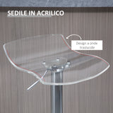 easycomfort easycomfort set 2 sgabelli da bar con altezza regolabile seduta girevole e poggiapiedi metallo e acrilico trasparente