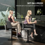 easycomfort easycomfort set 2 sgabelli da bar girevoli ad altezza regolabile in tessuto effetto lino 44x53x91 111 cm grigio scuro