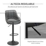 easycomfort easycomfort set 2 sgabelli da bar girevoli con schienale e poggiapiedi sgabelli alti moderni con altezza regolabile base in metallo seduta finta pelle grigia 44x49x90 110cm