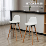 easycomfort easycomfort set 2 sgabelli da bar stile nordico con schienale cuscino e poggiapiedi legno e plastica bianco