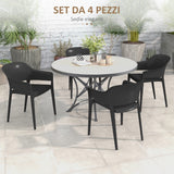 easycomfort easycomfort set 4 sedie da giardino in plastica impilabili con braccioli e schienale alto in pp nero