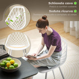 easycomfort easycomfort set 4 sedie da pranzo moderne con schienale traforato in plastica e gambe in metallo bianco