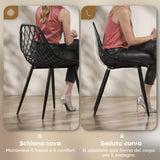 easycomfort easycomfort set 4 sedie da pranzo moderne con schienale traforato in plastica e gambe in metallo nero