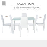 easycomfort easycomfort set 5 pezzi con 1 tavolo e 4 sedie per cucina o sala da pranzo in finta pelle metallo e vetro temperato bianco