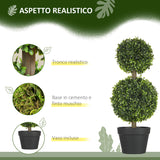 easycomfort easycomfort set da 2 piante di bosso a 2 sfere realistiche con vaso incluso a fondo rinforzato ed erba 60 cm