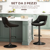 easycomfort easycomfort set da 2 sgabelli da bar con altezza regolabile poggiapiedi e seduta girevole in finta pelle nero