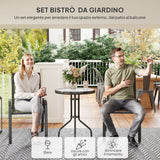 easycomfort easycomfort set da giardino 3 pezzi con 2 sedie da giardino 54x71x93 cm e tavolino rotondo 60x71 cm in acciaio nero