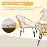 easycomfort easycomfort set da giardino 5 pezzi in rattan con tavolo rotondo 82x50 cm e 4 sedie 72x72x75 cm con cuscini