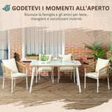 easycomfort easycomfort set da giardino in rattan pe e alluminio con tavolo in vetro e 4 sedie impilabili giallo