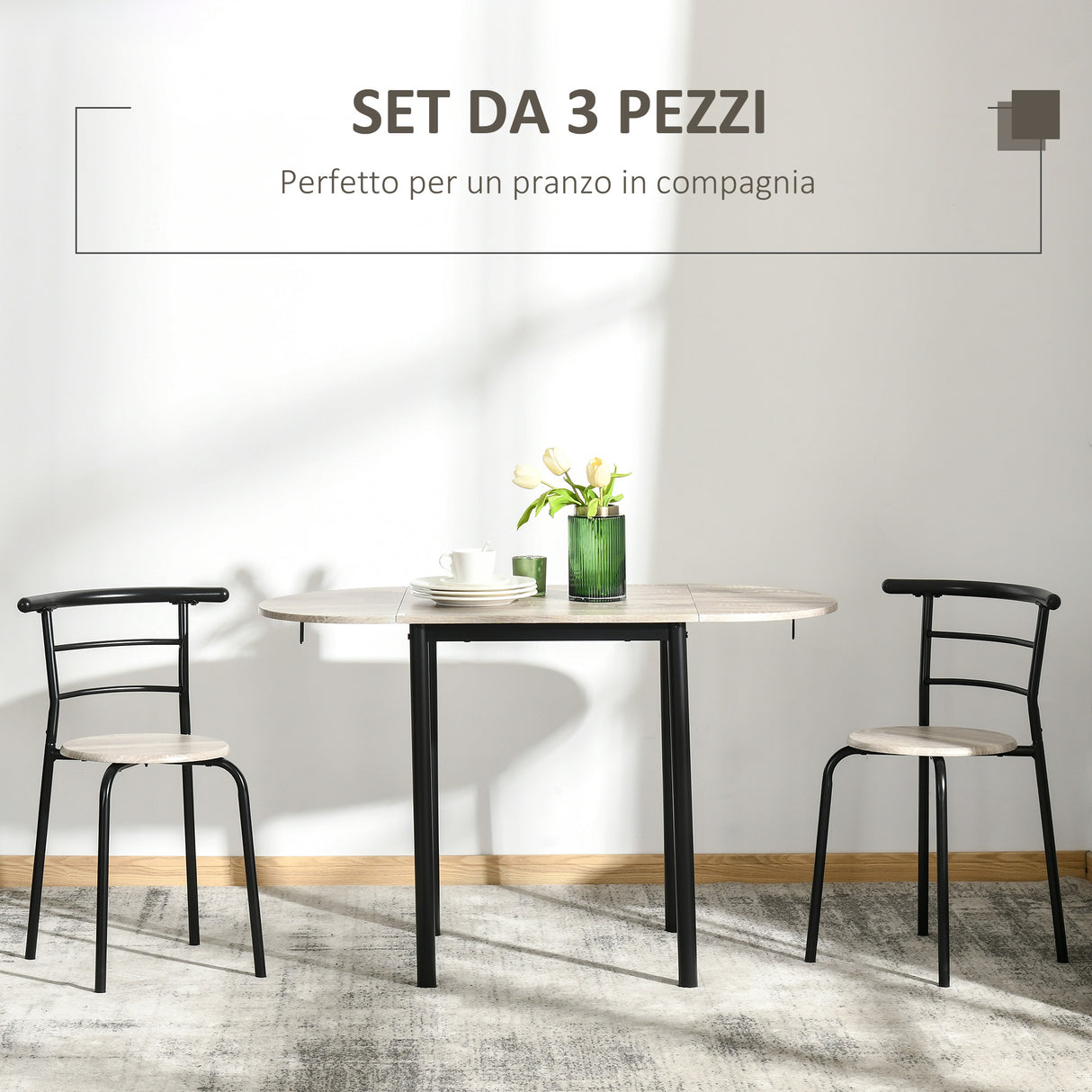 immagine-4-easycomfort-easycomfort-set-da-pranzo-3-pezzi-con-2-sedie-e-1-tavolo-da-pranzo-ovale-in-mdf-e-acciaio-per-spazi-limitati