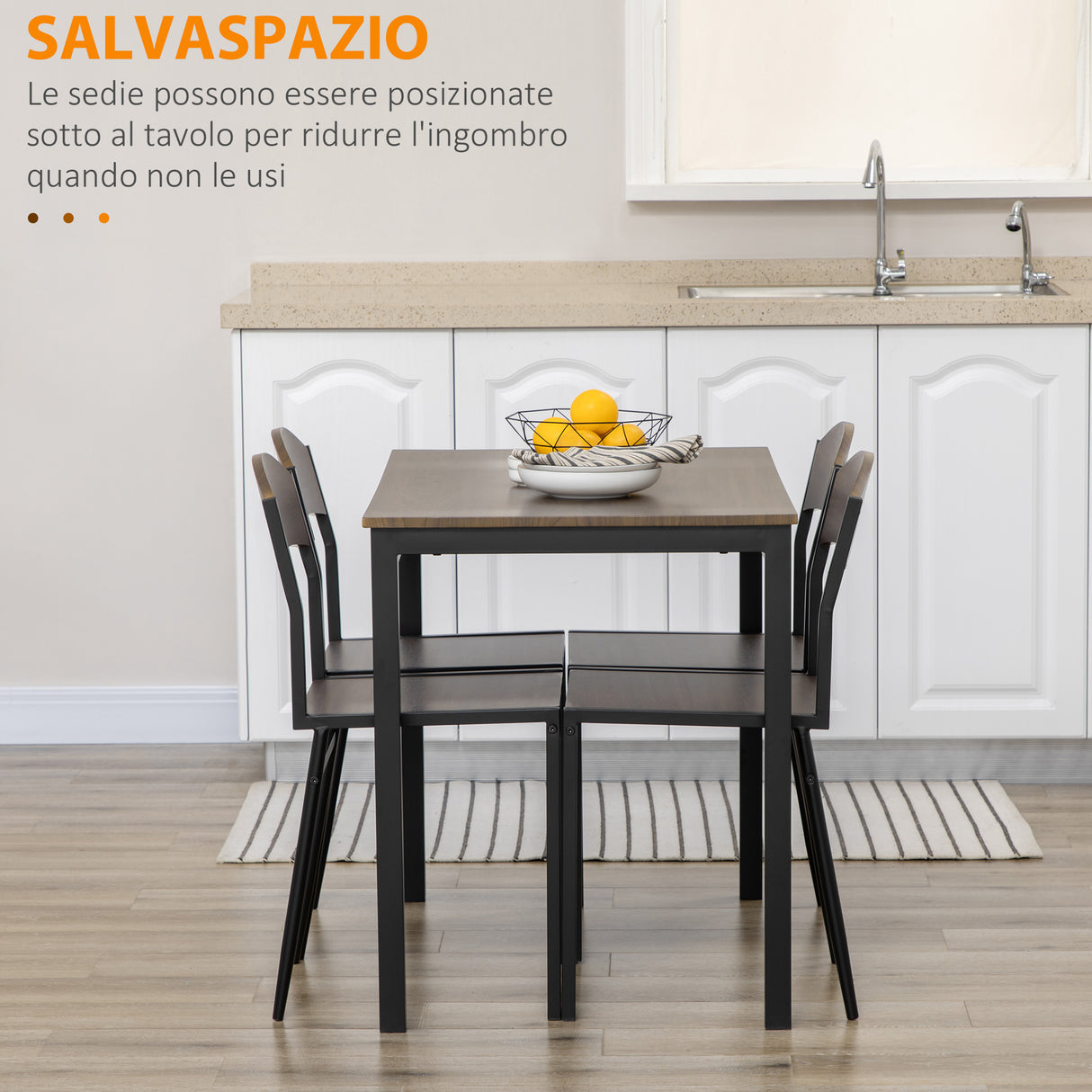 immagine-4-easycomfort-easycomfort-set-da-pranzo-da-5-pezzi-con-1-tavolo-rettangolare-100x63x76-5-cm-e-4-sedie-45x40x82-cm-in-acciaio-e-mdf