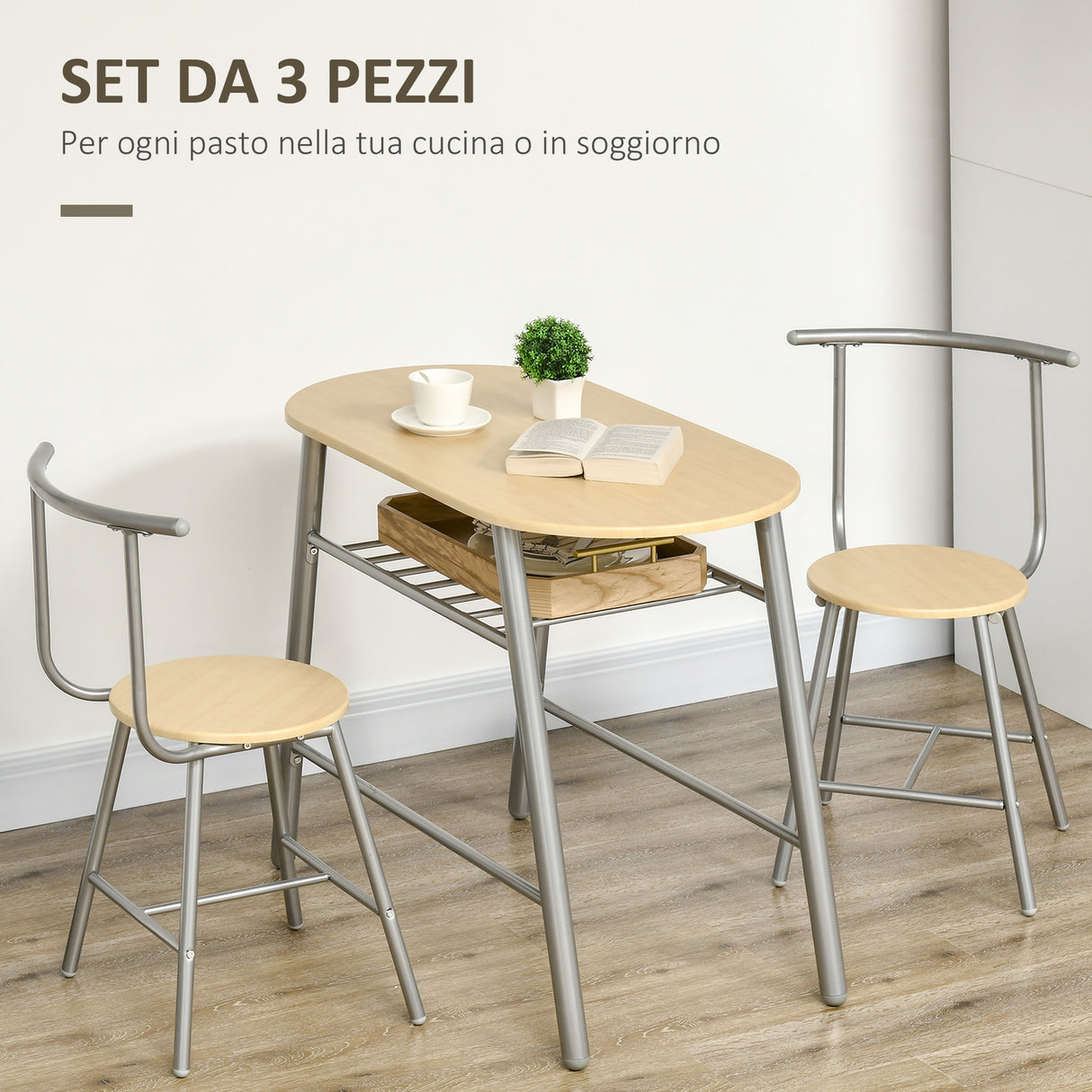 immagine-4-easycomfort-easycomfort-set-da-pranzo-salvaspazio-da-3-pezzi-con-tavolo-da-pranzo-ovale-con-ripiano-e-2-sedie-in-mdf-e-acciaio