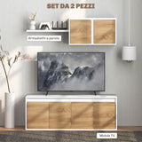 easycomfort easycomfort set mobile tv e armadietto a muro con 7 ripiani e scaffale aperto in legno 120x41x43 3 cm bianco e color legno