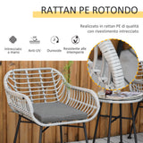 easycomfort easycomfort set mobili da giardino in rattan pe con 2 sedie e tavolino con ripiano in vetro grigio