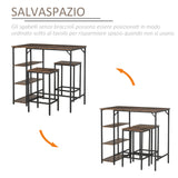 easycomfort easycomfort set tavolo alto con 2 sgabelli e scaffale stile industriale in metallo e legno arredamento moderno bar e cucina marrone rustico ean 8054144139098