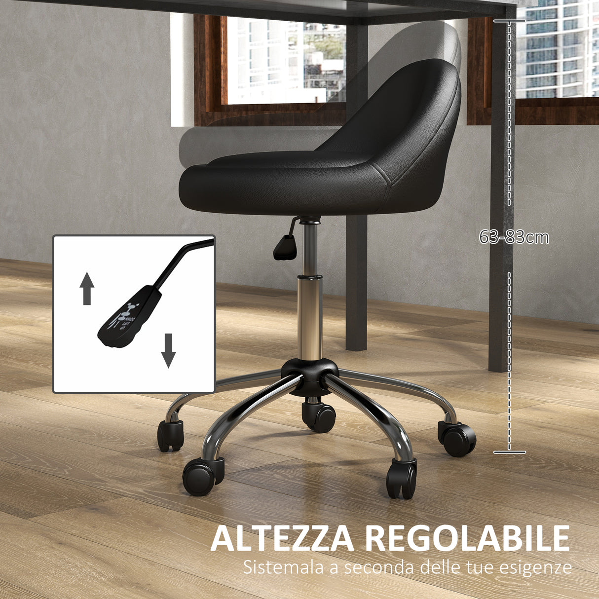 easycomfort easycomfort sgabello con ruote seduta girevole altezza regolabile e rivestimento in finta pelle pu nero
