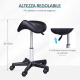 easycomfort easycomfort sgabello girevole a sella con ruote e altezza regolabile imbottito e rivestito in finta pelle nero