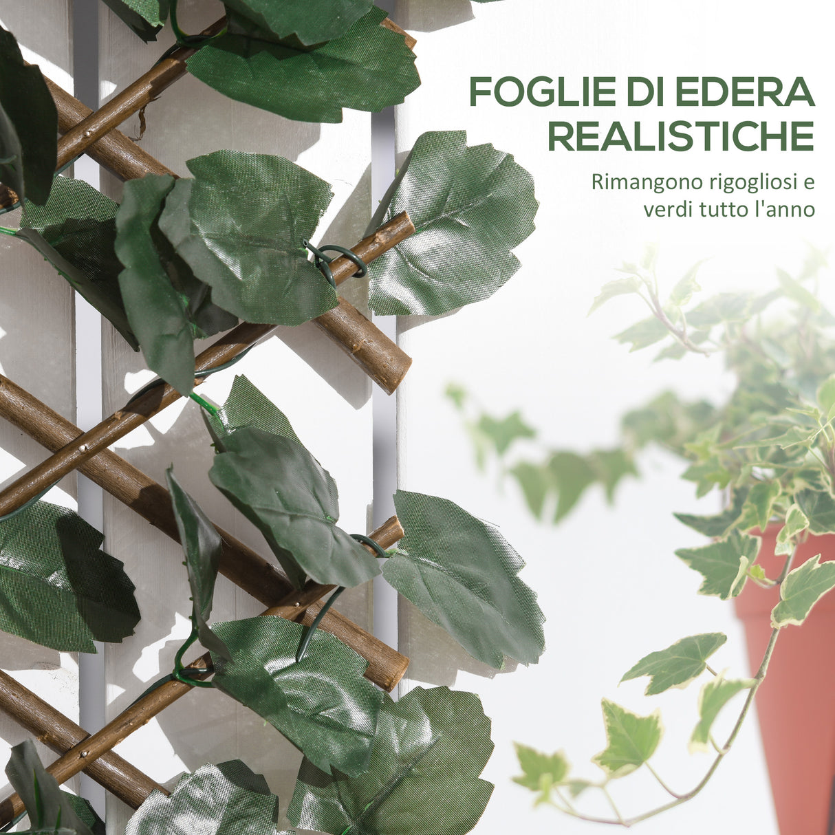 easycomfort easycomfort siepe artificiale a 2 sezioni da 356 foglie di edera in poliestere e rattan 200x100 cm verde e marrone