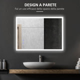 easycomfort easycomfort specchio bagno con luce led funzione anti appannamento e tasti touch 70x50cm argento