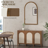 easycomfort easycomfort specchio da parete ad arco 110x65cm con cornice in legno per camera e ingresso marrone scuro