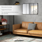 easycomfort easycomfort specchio da parete in stile industriale con 4 ganci in vetro multistrato metallo e mdf 109x2x69 cm nero