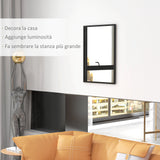 easycomfort easycomfort specchio da parete rettangolare con ganci in vetro e mdf 60x80 cm nero