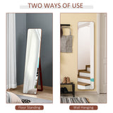 easycomfort easycomfort specchio da terra e da parete con struttura in legno supporto pieghevole con cerniera 37x43x156cm noce chiaro