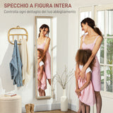easycomfort easycomfort specchio moderno a figura intera da parete e autoportante 37x157 cm bianco e legno