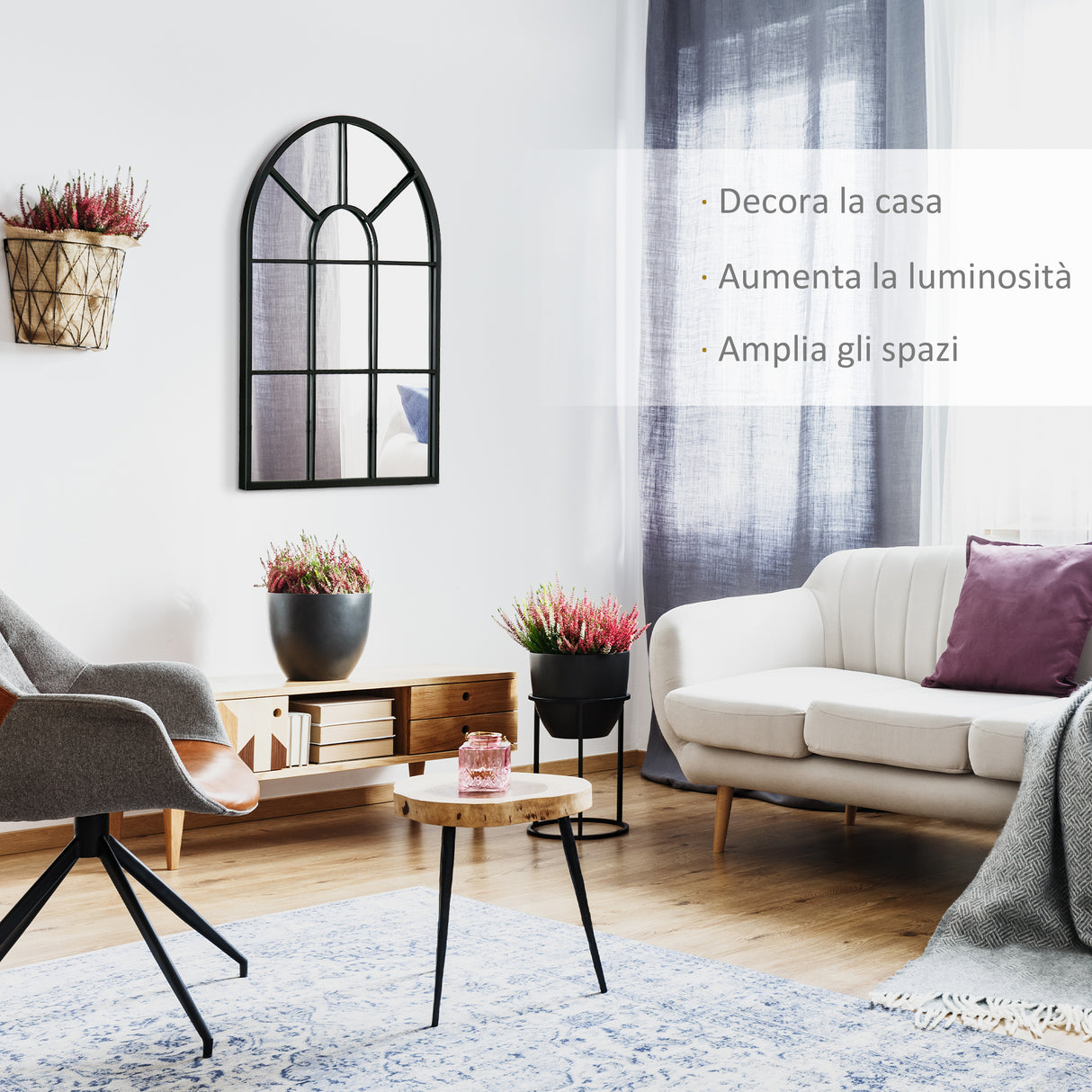 easycomfort easycomfort specchio moderno a parete e a forma di arco 70x50 cm per camera da letto e soggiorno in metallo nero e vetro